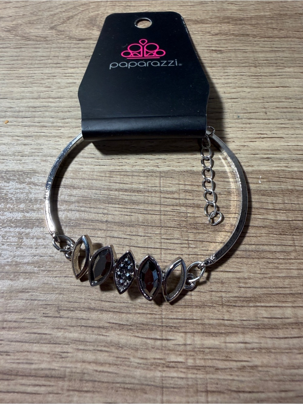 paparazzi Silver Marquise Accent Bracelet - Black and Silver